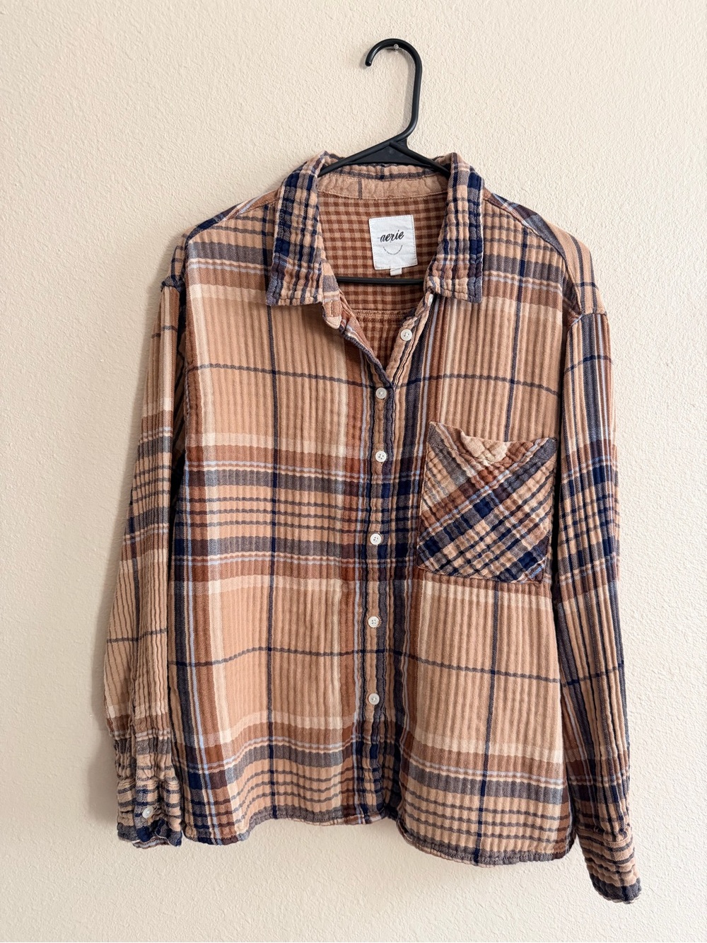 Aerie Cotton Gauze Plaid Button Down